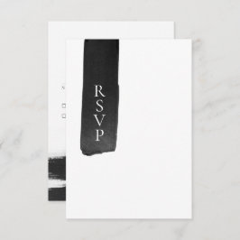 Moderne RSVP-Karte für Schwarz + Weiß Tinte Einladung