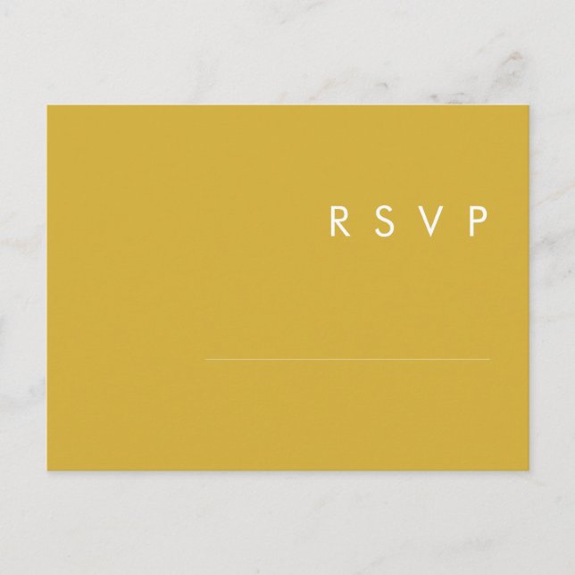 Moderne RSVP-Karte mit Minimalistischem Gold-Menü Postkarte (Vorderseite)