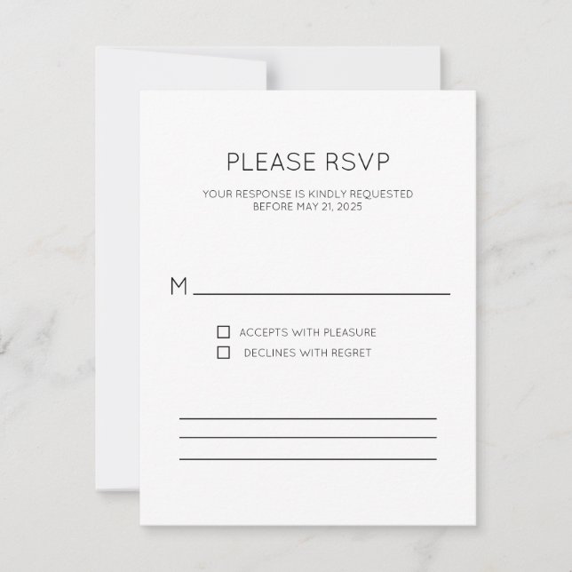 Moderne RSVP-Karte RSVP Karte (Vorderseite)