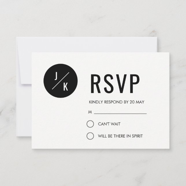 Moderne RSVP-Karte - Schwarzer Kreis RSVP Karte (Vorderseite)