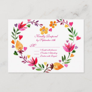 Moderne RSVP-Karten für Blumenherz RSVP Karte
