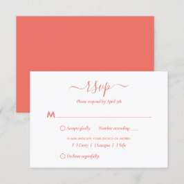 Moderne RSVP-Karten für Coral Script RSVP Karte