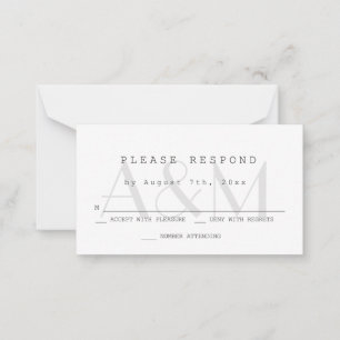 Moderne RSVP-Karten für die Hochzeit von Monogramm Mitteilungskarte