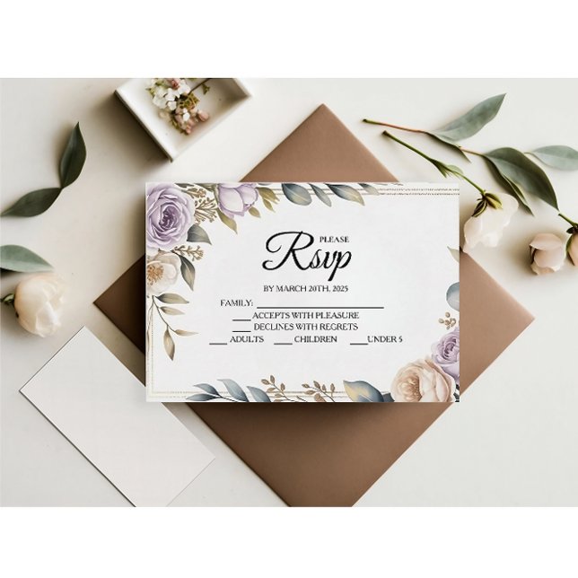 Moderne RSVP-Karten für die Lila Rose RSVP Karte (Von Creator hochgeladen)