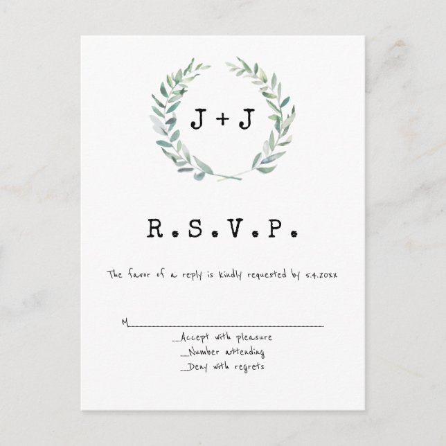 Moderne RSVP-Karten für Hochzeiten Einladungspostkarte (Vorderseite)