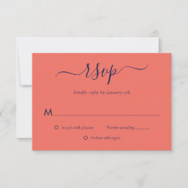 Moderne RSVP-Karten für Hochzeiten von Navy Blue u RSVP Karte