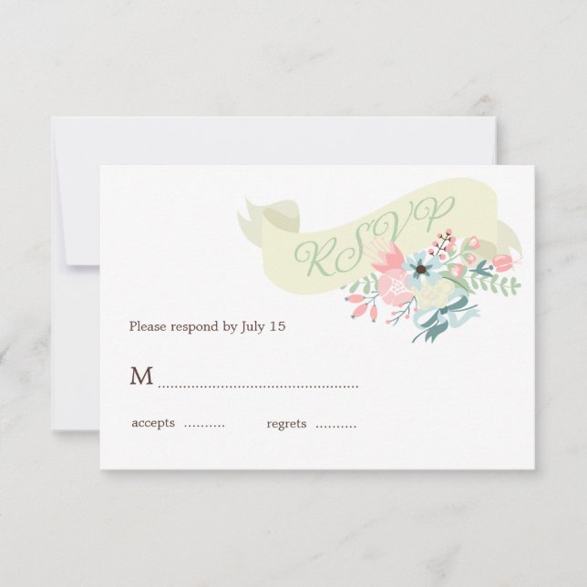 Moderne RSVP-Reaktion auf Blumenhochzeiten RSVP Karte (Vorderseite)