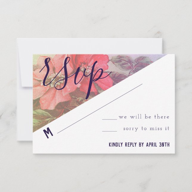 Moderne RSVP-Rose RSVP Karte (Vorderseite)
