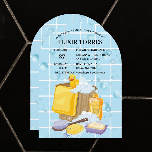 Moderne Rubber Ducky Bubbles Baby Dusche Einladung (Von Creator hochgeladen)