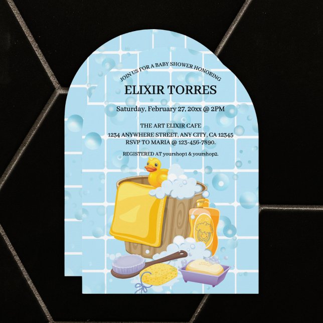 Moderne Rubber Ducky Bubbles Baby Dusche Einladung (Von Creator hochgeladen)