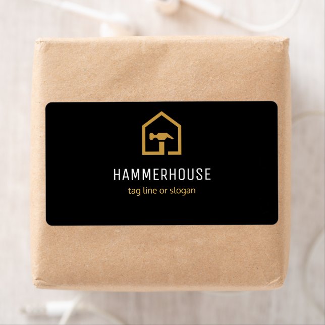 Moderne Rücksendeadresse aus Schwarz und Golden Co (Insitu)