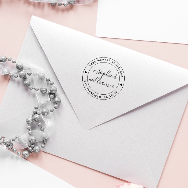 Moderne Rücksendeadresse der Hochzeitkalligrafie Permastempel (Von Creator hochgeladen)