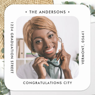 Moderne Rücksendeadresse für kundenspezifisches Fo Quadratischer Aufkleber