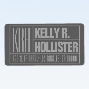 Moderne Rücksendeadresse für Mit Monogramm Graue N Adressaufkleber