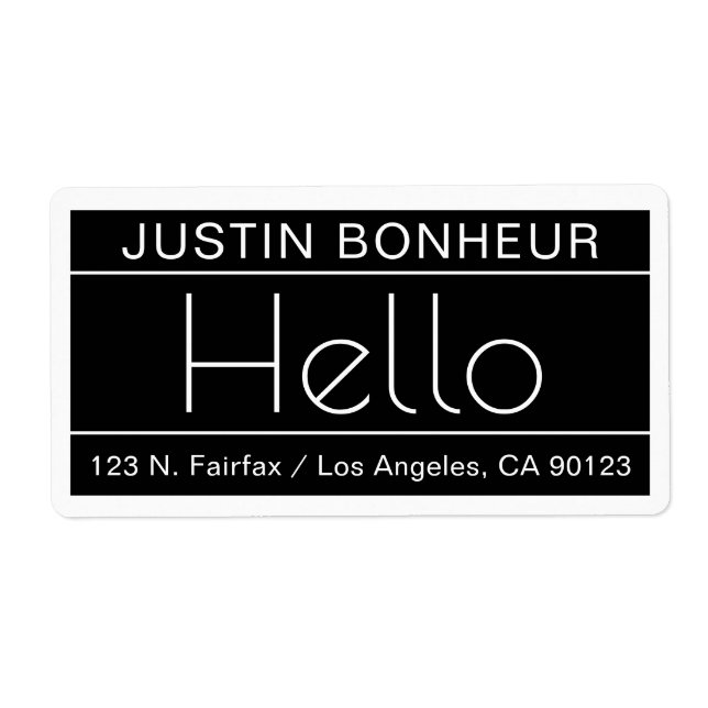 Moderne Rücksendeadresse mit dem Wort "Hallo" Schw (Vorne)