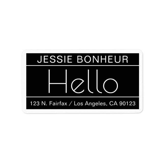 Moderne Rücksendeadresse mit dem Wort "Hallo" Schw Adressaufkleber (Vorne)