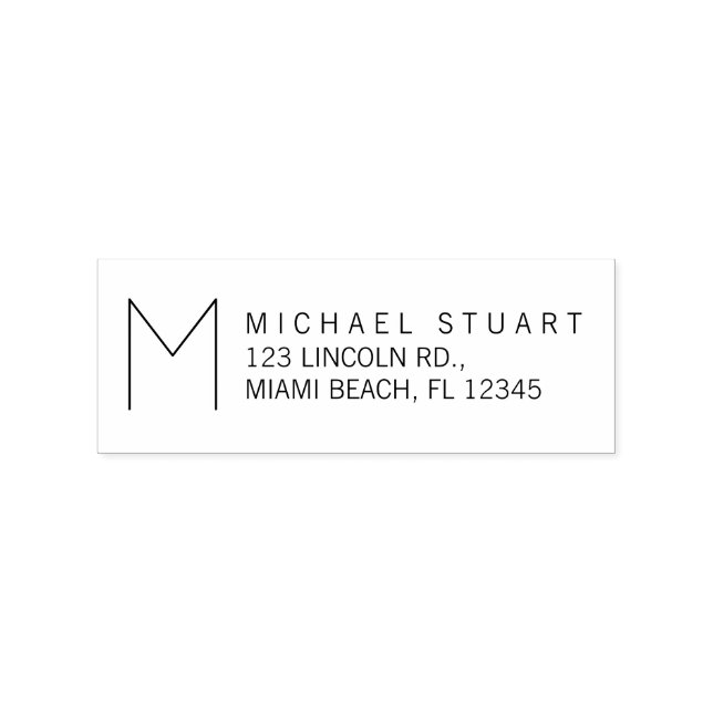 Moderne Rücksendeadresse mit Monogramm Gummistempel (Prägung)