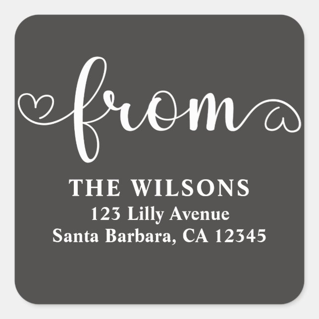 Moderne Rücksendeadresse Quadratischer Aufkleber (Vorderseite)