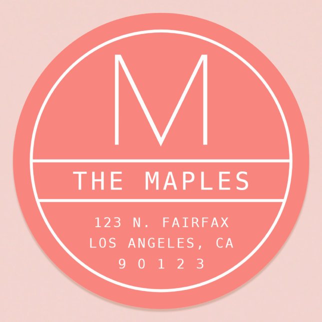 Moderne Rücksendeadresse und Monogramm | Lebende K Runder Aufkleber (Von Creator hochgeladen)