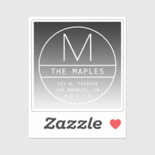 Moderne Rücksendeadresse und Monogramm   Schwarz Aufkleber