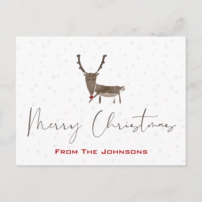 Moderne Rudolf Weihnachtsweihnachtskarte Feiertagspostkarte (Vorderseite)