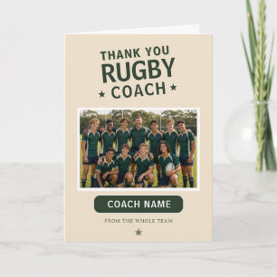 Moderne Rugby-Mannschaftsfoto Coach Dankeskarte