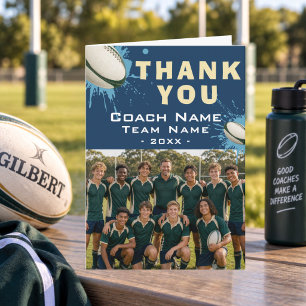 Moderne Rugby-Mannschaftsfoto Coach Dankeskarte