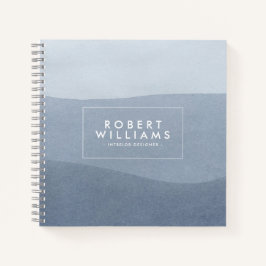 Moderne Ruhe Blaugraue Abstrakte Landschaft Notizbuch