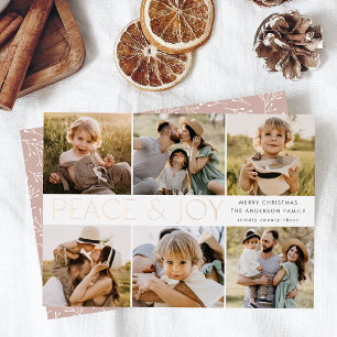 Moderne Ruhe und Freude 6 Foto Rose Gold Folien Feiertagskarte