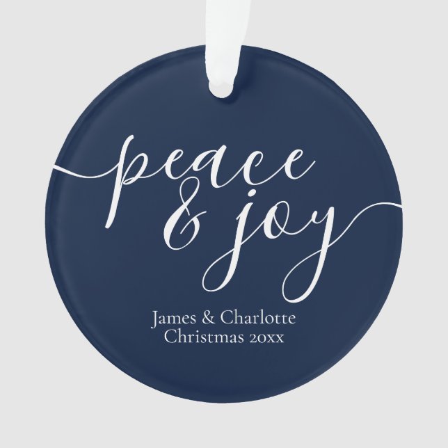 Moderne Ruhe und Freude Personalisiertes Foto Ornament (Vorderseite)