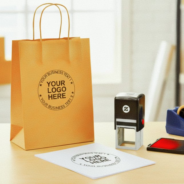 Moderne runde Logostempel. Benutzerdefinierte Gesc Permastempel (self inking custom rubber stamp with logo stamp)