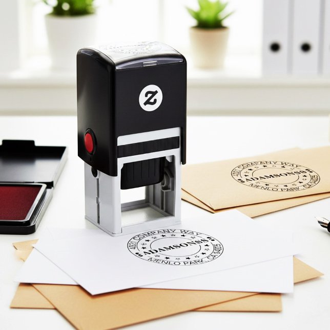 Moderne runde Typografie Rücksendeadresse Geschäft Permastempel (unique return address stamps)