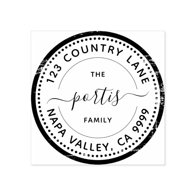 Moderne Rundkautschuk-Briefmarke für die Rücksende Gummistempel (Prägung)