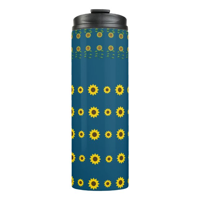 Moderne, rustikal-schicke Sonnenblumenmuster Thermosbecher (Vorderseite)