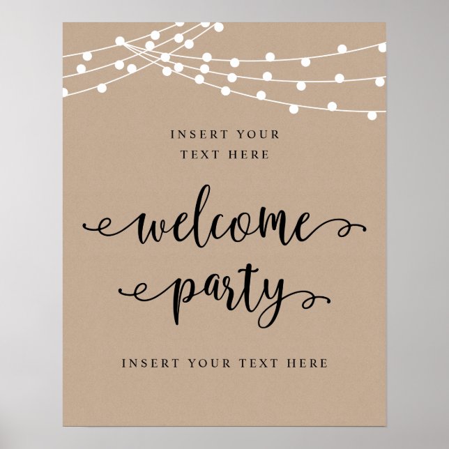 Moderne Rustikal, Willkommensparty-Plakat Poster (Vorne)