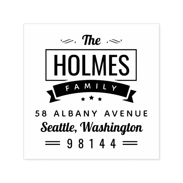 Moderne rustikale Abzeichen Rücksendeadresse Brief Permastempel (Design)