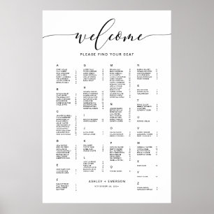 Moderne Rustikale Alphabetische Sitzordnung Tafel Poster
