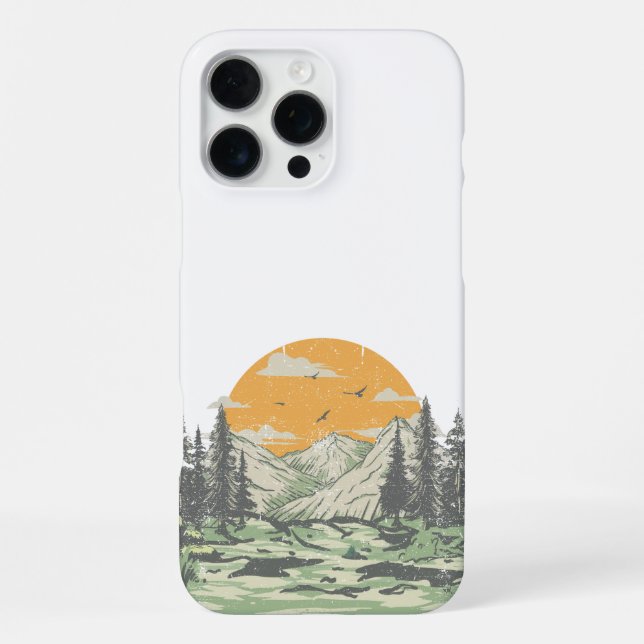 Moderne Rustikale Bergwälder iPhone Hülle (Rückseite)