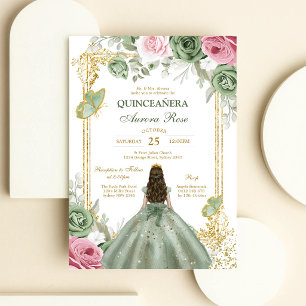 Moderne rustikale Blumen-Quinceanera-Einladung Einladung