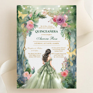 Moderne rustikale Blumen-Quinceanera-Einladung Einladung
