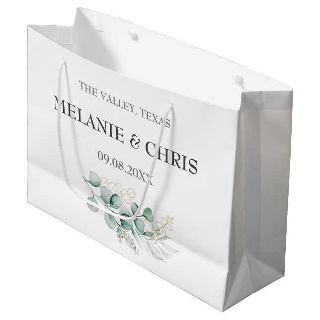 Moderne rustikale, blumengeschmückte Boho Geschenk Große Geschenktüte (Vorderseite Schrägansicht)