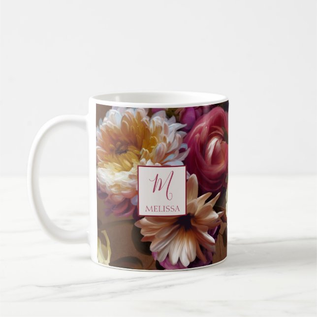 Moderne, rustikale Blumengestaltung in fettem Stil Kaffeetasse (Links)