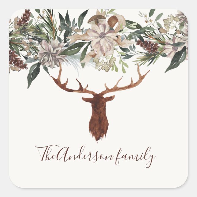 Moderne rustikale Blumenzwiebeln Junggebliebene Ur Quadratischer Aufkleber (Vorderseite)