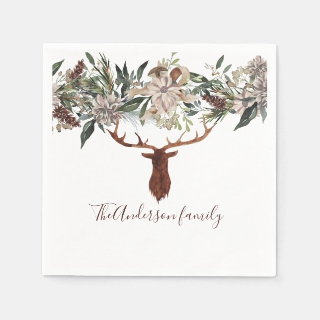 Moderne rustikale Blumenzwiebeln Junggebliebene Ur Serviette (Vorderseite)