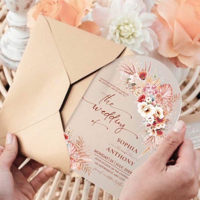 Moderne Rustikale Boho-Akryleische Hochzeit Acryleinladungen (Von Creator hochgeladen)