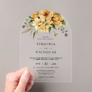 Moderne Rustikale Boho Florale Hochzeit Acryleinladungen