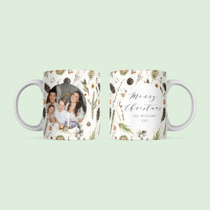 Moderne Rustikale Boho-Weihnachts-Botanik-Foto Kaffeetasse