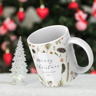 Moderne Rustikale Boho-Weihnachts-Botanik-Laub Kaffeetasse