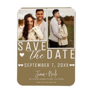 Moderne Rustikale Braune Save-the-Date 2-Foto-Hoch Magnet
