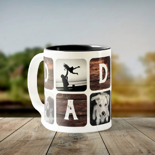 Moderne Rustikale Daddy Retro Coole FotoCollage Zweifarbige Tasse